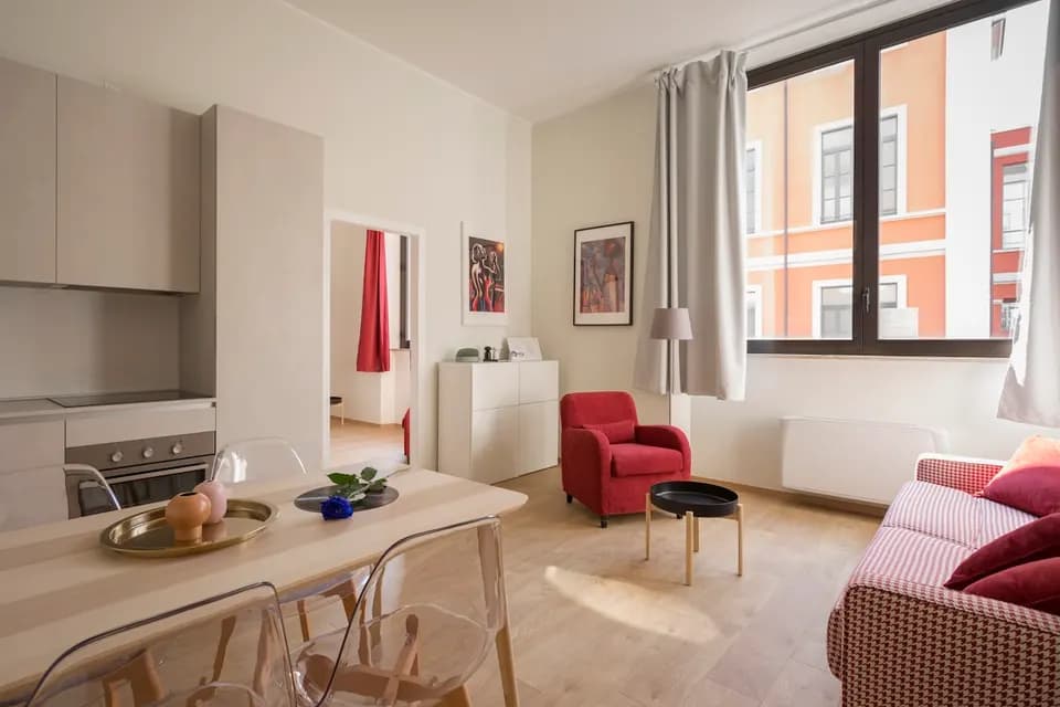 Living room with fitted curtains — curtain and blind installation in Deira
